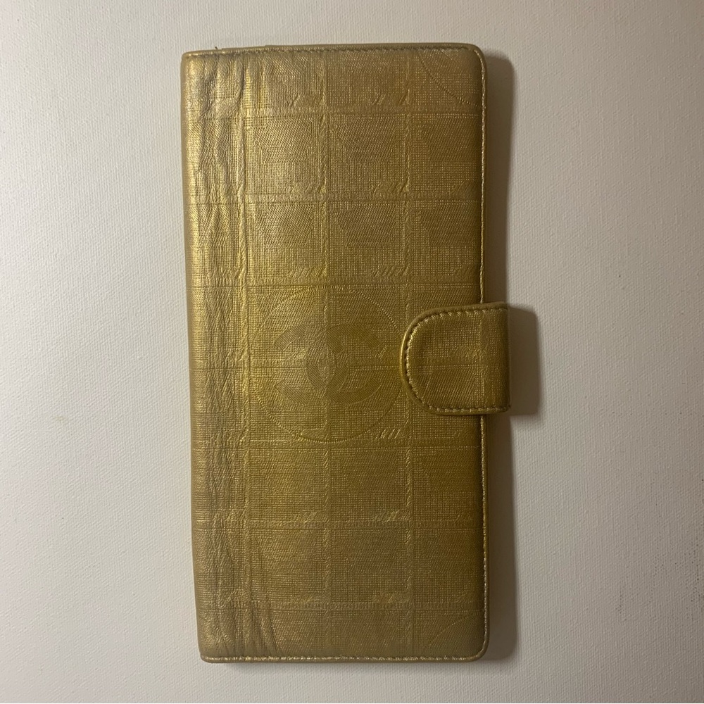 Vintage Chanel gold travel line wallet